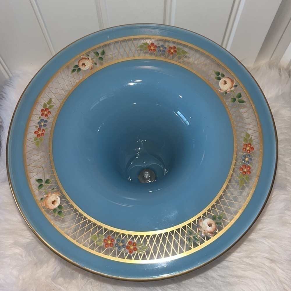 WESTMORLAND (unsigned) beautiful blue floral pedestal vase vintage - Picture 2 of 14